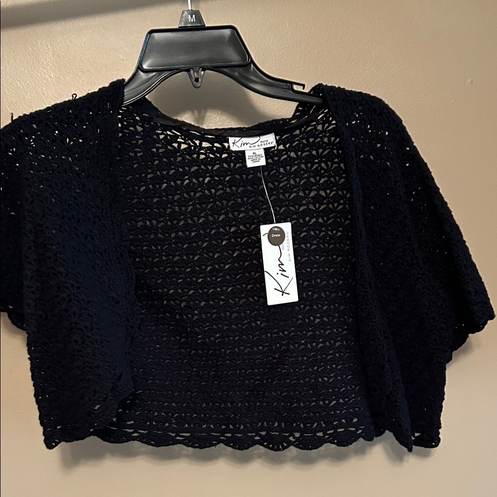 Kim Rogers Black Crochet Knit Top